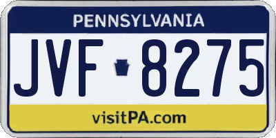 PA license plate JVF8275