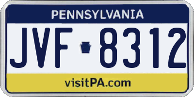 PA license plate JVF8312