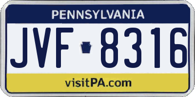 PA license plate JVF8316