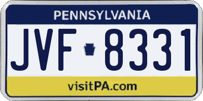 PA license plate JVF8331