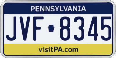 PA license plate JVF8345