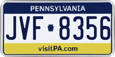 PA license plate JVF8356