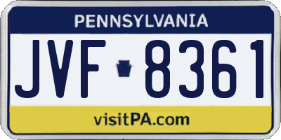PA license plate JVF8361