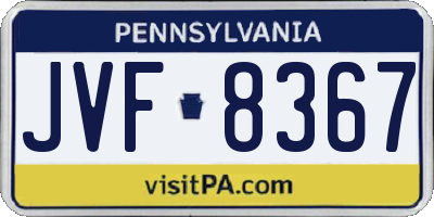 PA license plate JVF8367