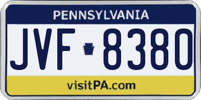 PA license plate JVF8380