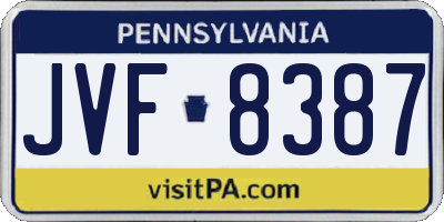 PA license plate JVF8387
