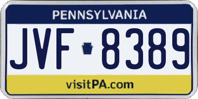 PA license plate JVF8389