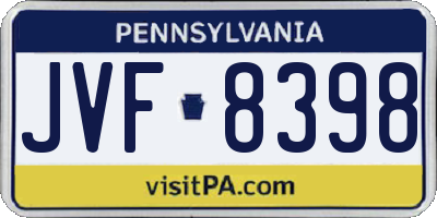 PA license plate JVF8398
