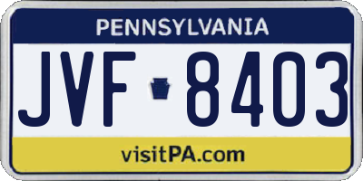 PA license plate JVF8403
