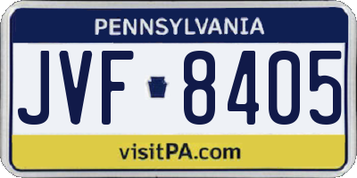 PA license plate JVF8405