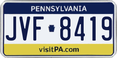 PA license plate JVF8419