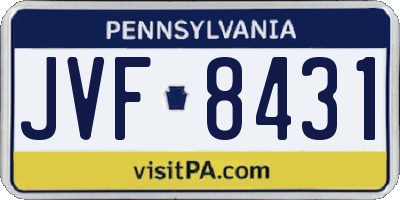 PA license plate JVF8431