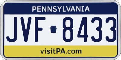 PA license plate JVF8433