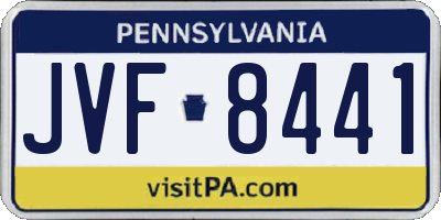 PA license plate JVF8441