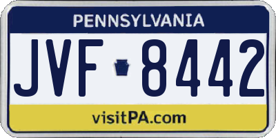 PA license plate JVF8442
