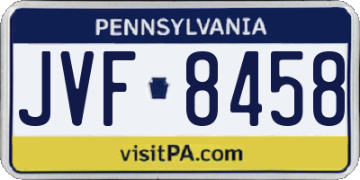 PA license plate JVF8458