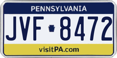 PA license plate JVF8472