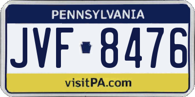 PA license plate JVF8476