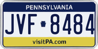 PA license plate JVF8484