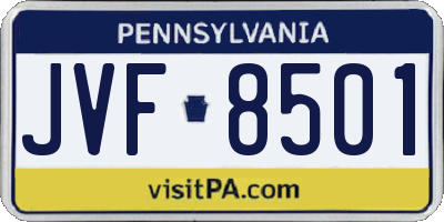 PA license plate JVF8501