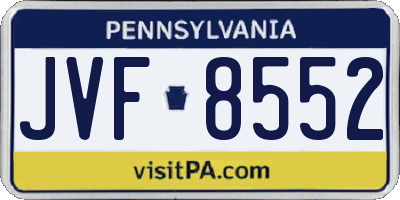 PA license plate JVF8552