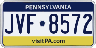 PA license plate JVF8572