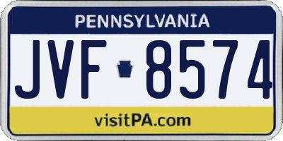 PA license plate JVF8574