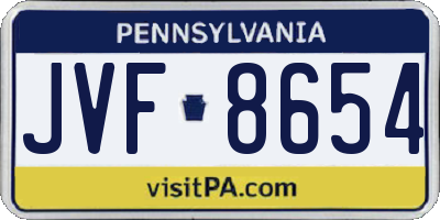 PA license plate JVF8654