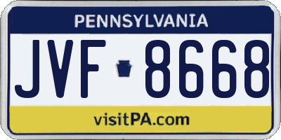PA license plate JVF8668