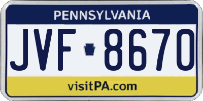 PA license plate JVF8670
