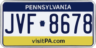 PA license plate JVF8678