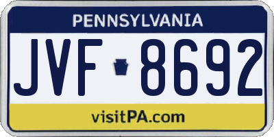 PA license plate JVF8692