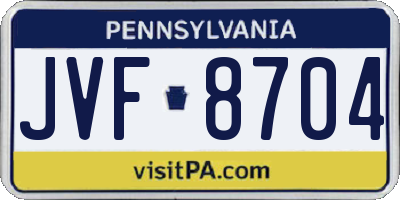 PA license plate JVF8704