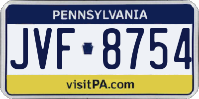 PA license plate JVF8754