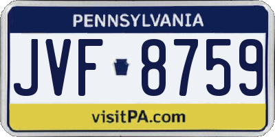 PA license plate JVF8759