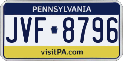 PA license plate JVF8796