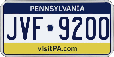 PA license plate JVF9200