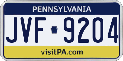 PA license plate JVF9204