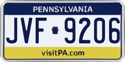 PA license plate JVF9206