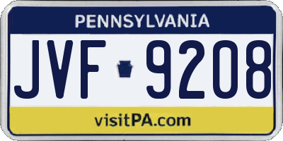 PA license plate JVF9208