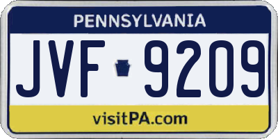 PA license plate JVF9209