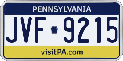 PA license plate JVF9215