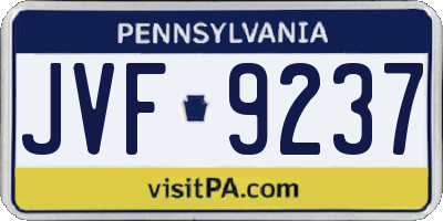 PA license plate JVF9237