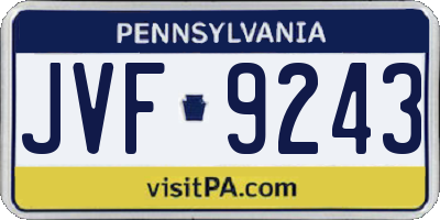 PA license plate JVF9243