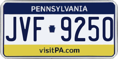 PA license plate JVF9250