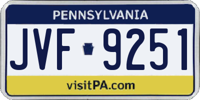 PA license plate JVF9251