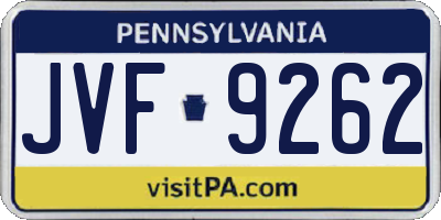 PA license plate JVF9262