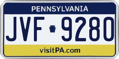 PA license plate JVF9280