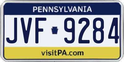 PA license plate JVF9284