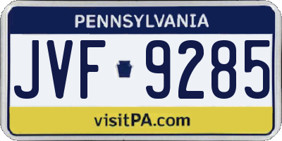 PA license plate JVF9285